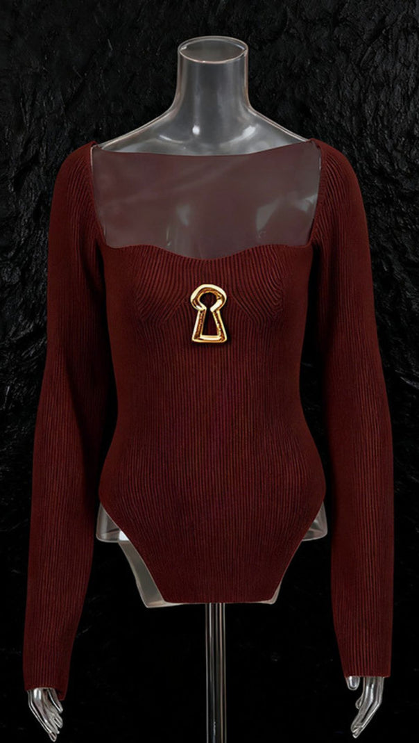 AIIZIE Evolia Enchant Keyhole Ribbed Knit Long Sleeve Top - product image