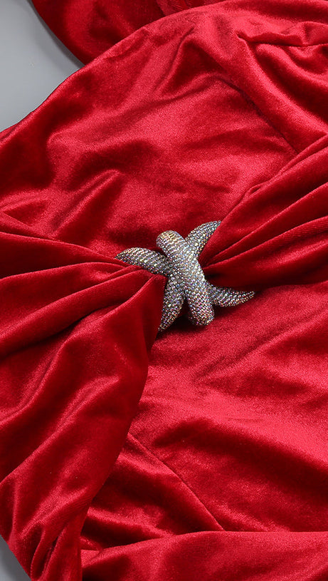 Samt-Caplet-Maxikleid in Rot