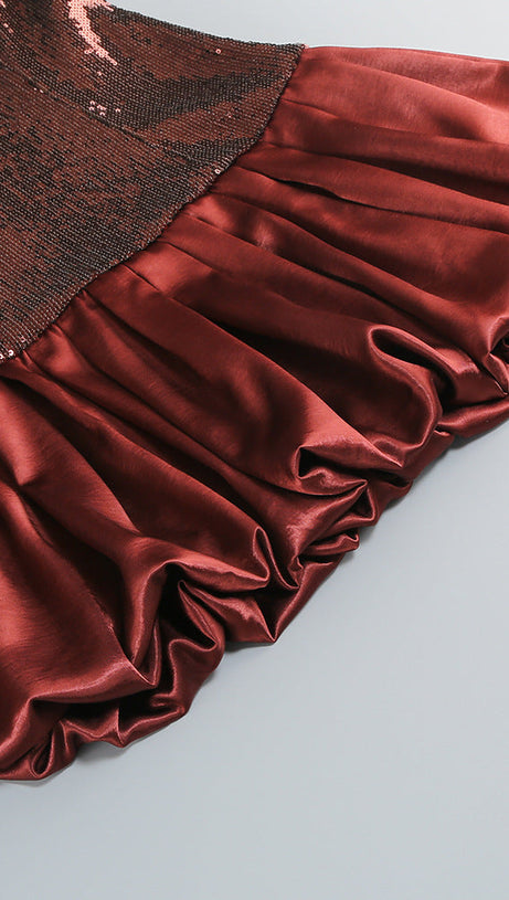 Irén Dazzling Bronze Sequin Strapless Bubble Mini Dress - Perfect for Parties & Cocktails