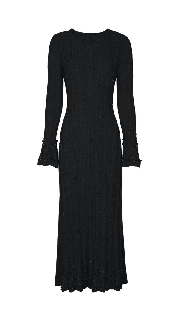 AIIZIE Jace Pearl Embellished Cable Knit Midi Dress - Elegant Lavender Chic - product image