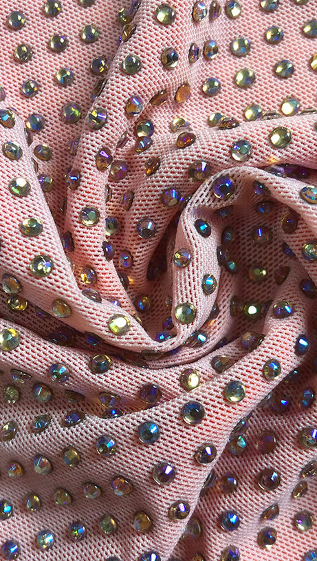 ORANGE CRYSTAL-EMBELLISHED BODYCON MIDI DRESS