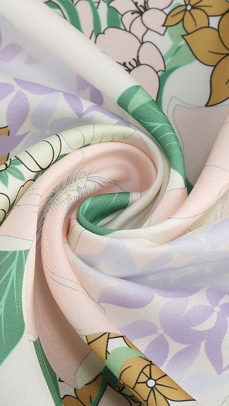 Asymmetrisches Minikleid mit Blumenmuster und schulterfreiem Schnitt