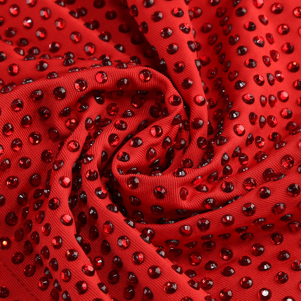 Rotes Maxikleid mit One-Shoulder-Ausschnitt, heißem Diamant-Hohlraum und unregelmäßigem Schlitz 