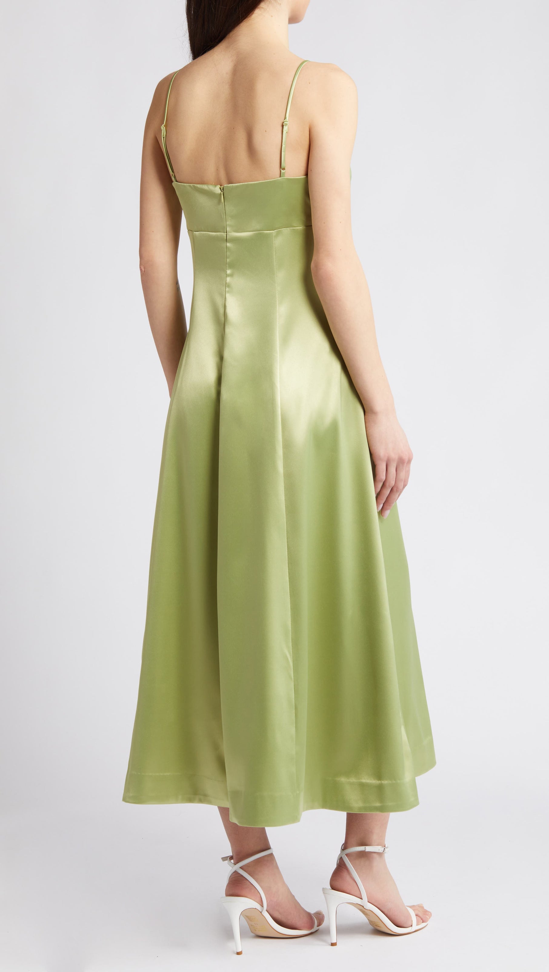 AIIZIE THE ELODIE SATIN DRESS IN PISTACHIO - product image