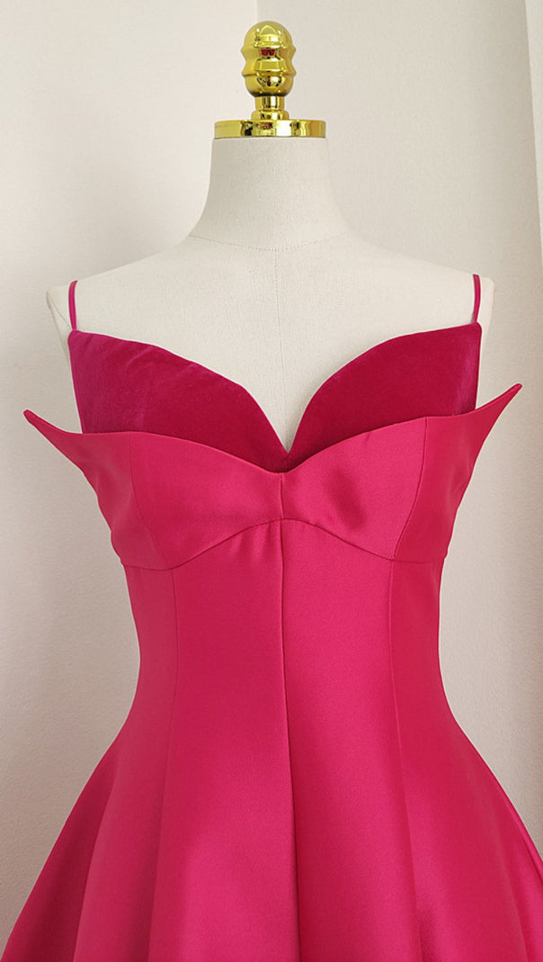 AIIZIE PATCHWORK MIDI DRESS IN ROSE RED - product image