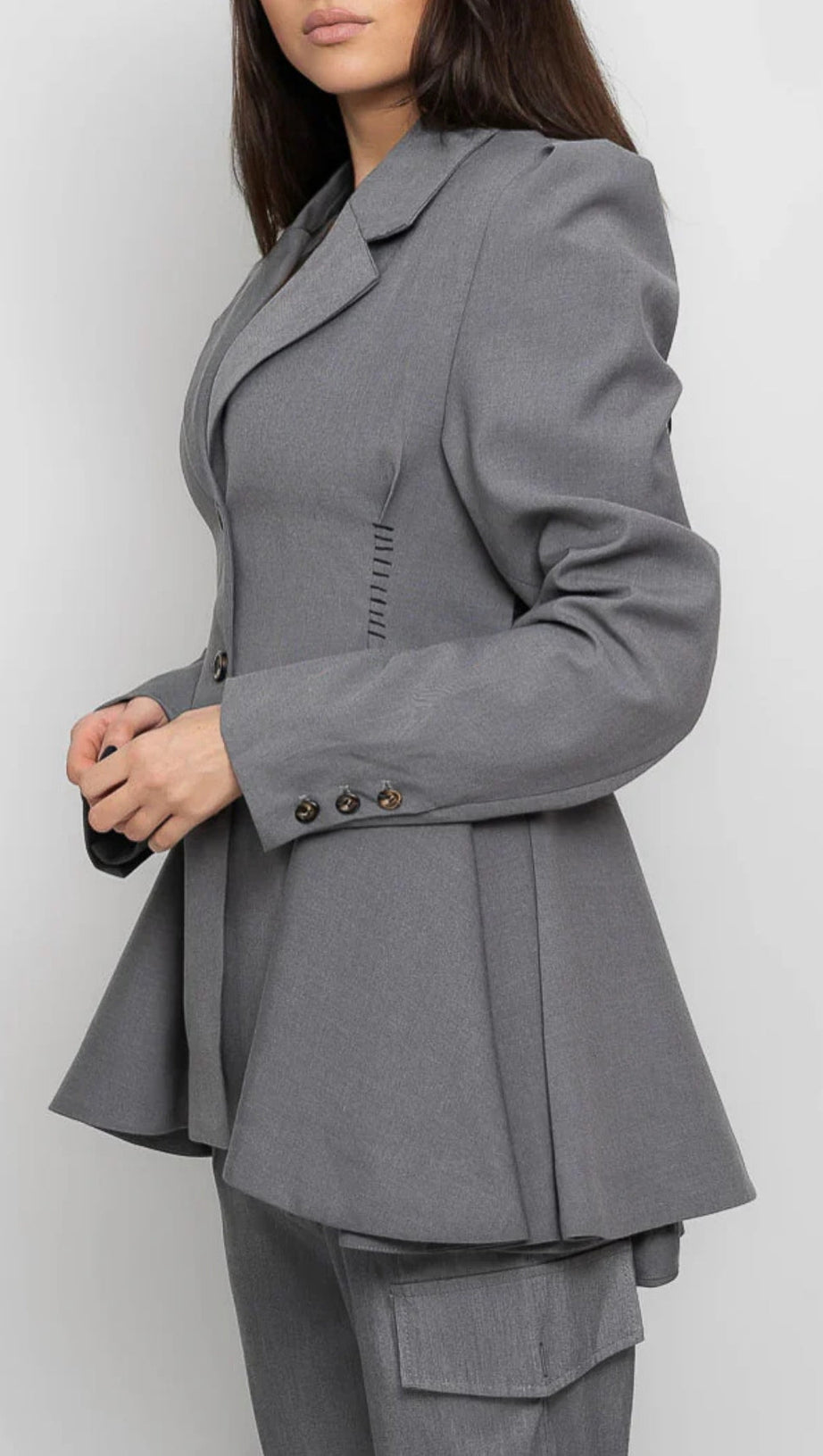 RUFFLE BLAZER WITH BACK CUTOUT