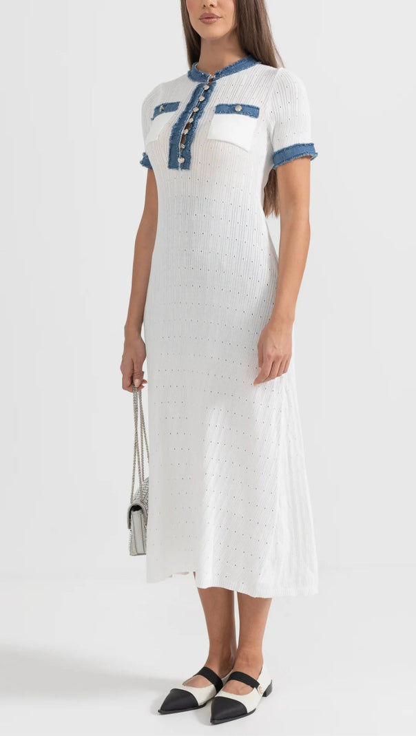 ABITO MIDI IN MAGLIA A COSTINE