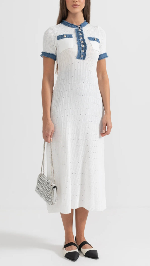 ABITO MIDI IN MAGLIA A COSTINE