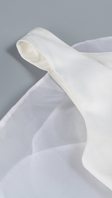 3D WHITE FLOWER ONE-SHOULDER MAXI DRESS IN BLACK