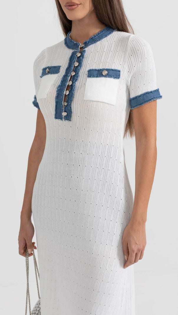 ABITO MIDI IN MAGLIA A COSTINE