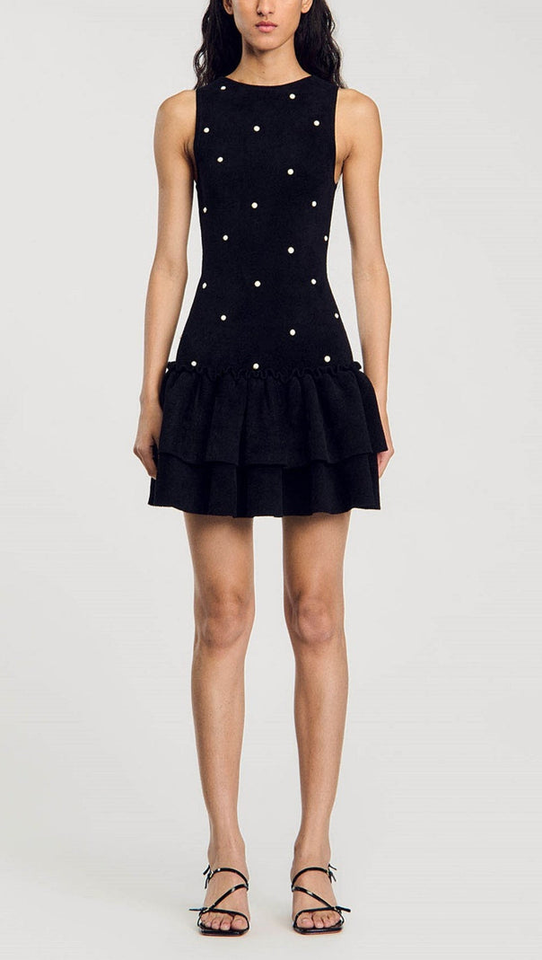 AIIZIE EMMA EMBELLISHED VELVET KNIT DRESS - product image