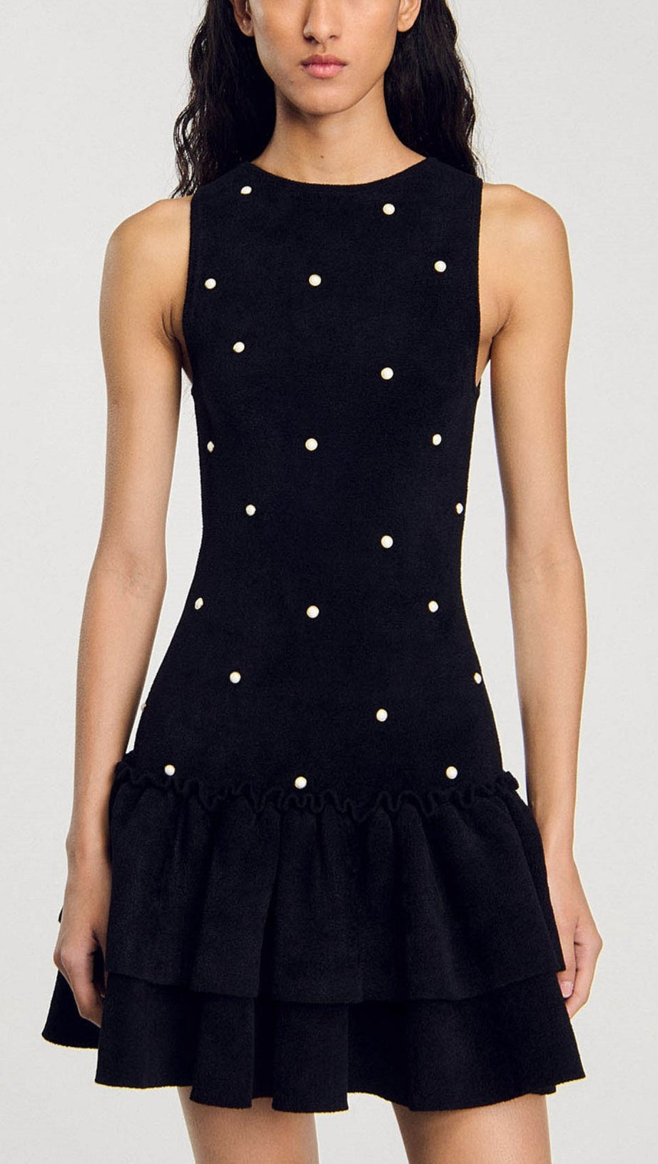 EMMA EMBELLISHED VELVET KNIT DRESS