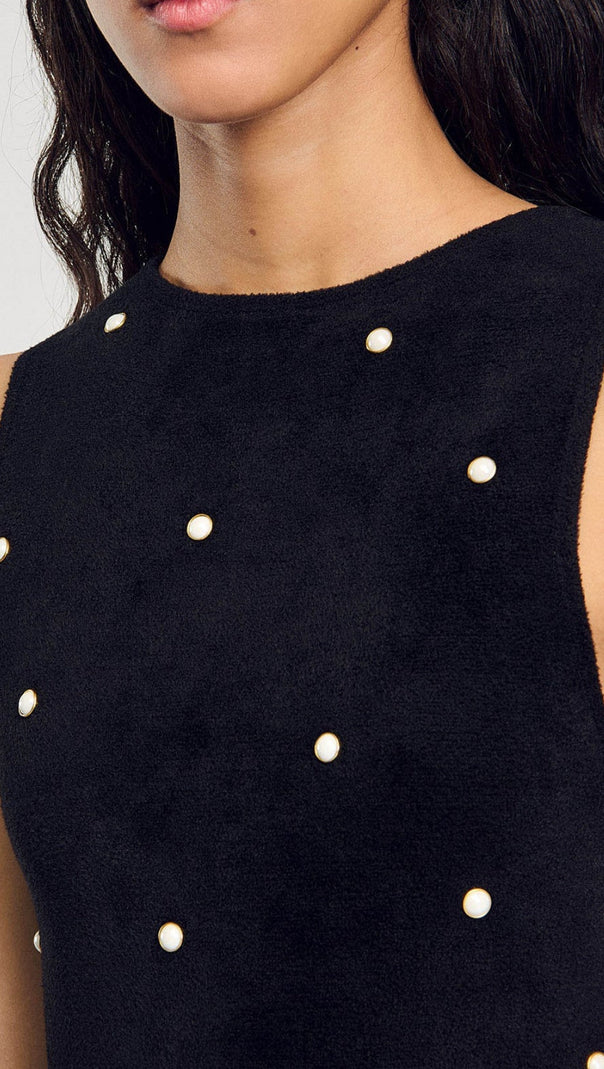 AIIZIE EMMA EMBELLISHED VELVET KNIT DRESS - product image