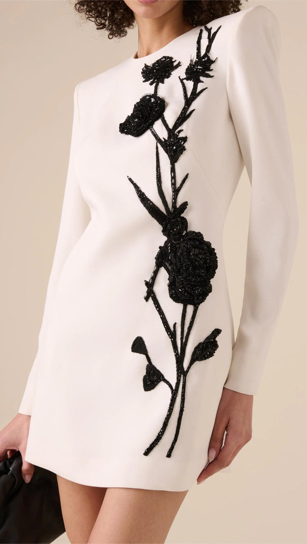 AIIZIE VENUS FLORAL EMBROIDERY BEAD MINI DRESS - product image