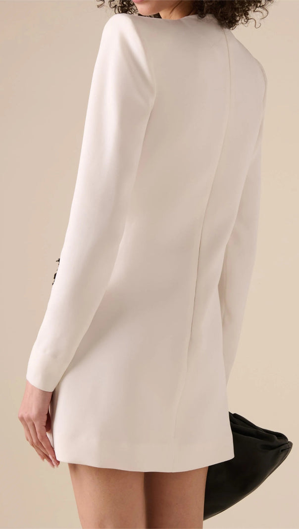 VESTITO CORTO CON RICAMI FLOREALI E PERLINE VENUS