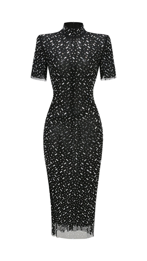 AIIZIE TIFFANY CRYSTAL EMBELLISHED MAXI DRESS IN BLACK - product image