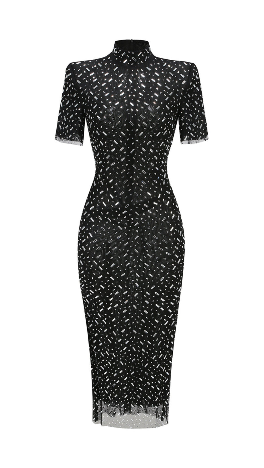 ABITO LUNGO NERO CON CRISTALLI TIFFANY