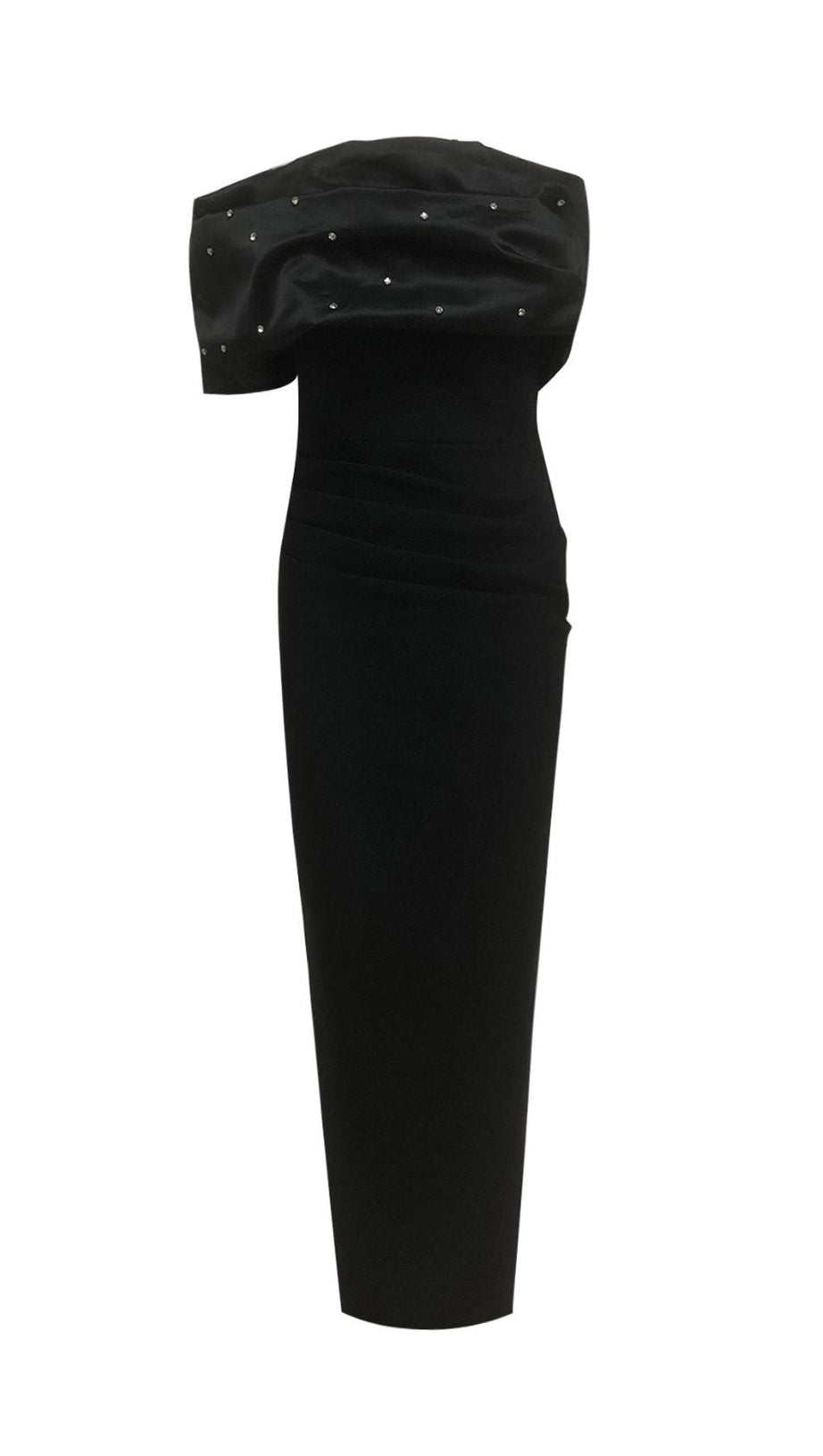 Ilia Black Embellished Off-Shoulder Bandage Maxi Gown | Red Carpet Glamour