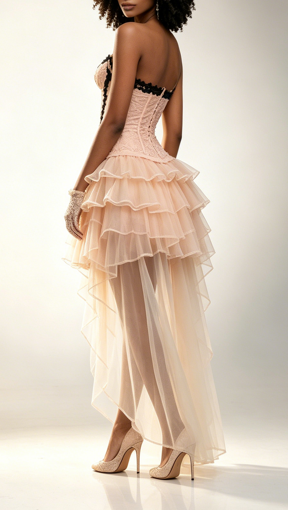 Lace Corset & Tiered Tulle Skirt Two-Piece Set