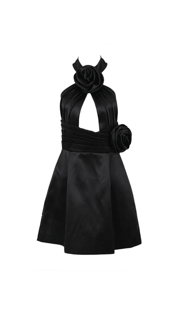 AIIZIE SIMONA HALTER CUTOUT FLORAL SATIN MINI DRESS - product image