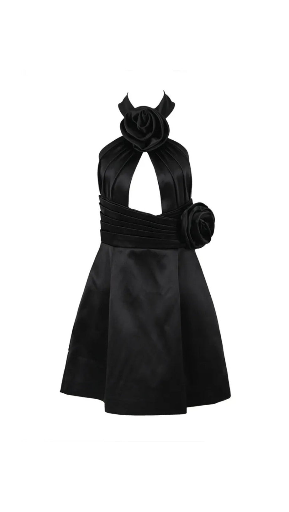 SIMONA HALTER CUTOUT FLORAL SATIN MINI DRESS