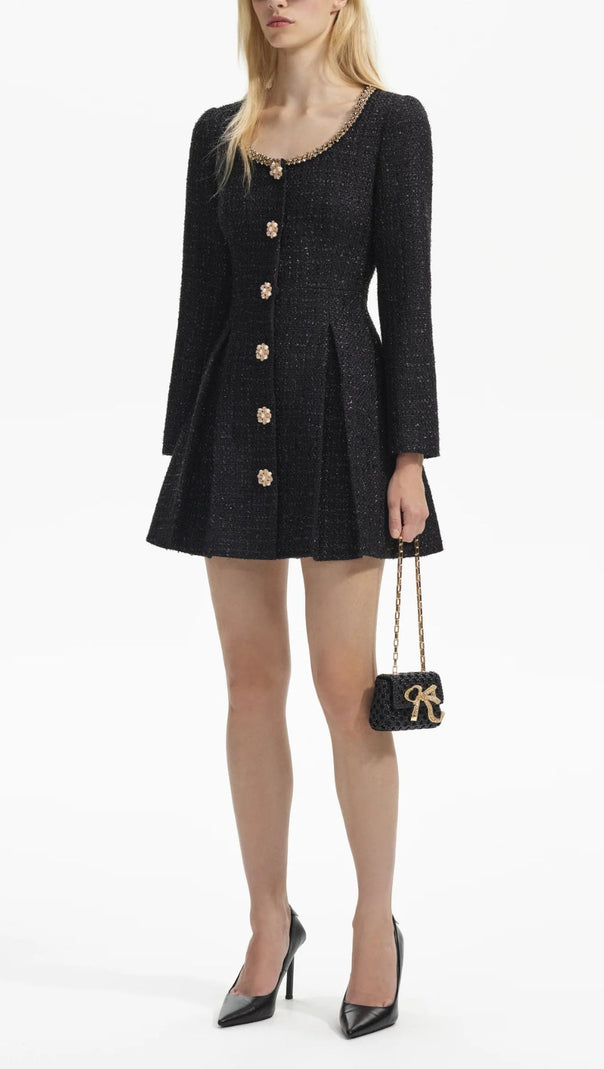 AIIZIE BLACK BOUCLE TAILORED MINI DRESS - product image