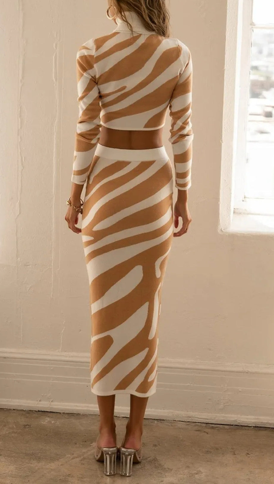 LENA ZEBRA PRINT KNIT SET