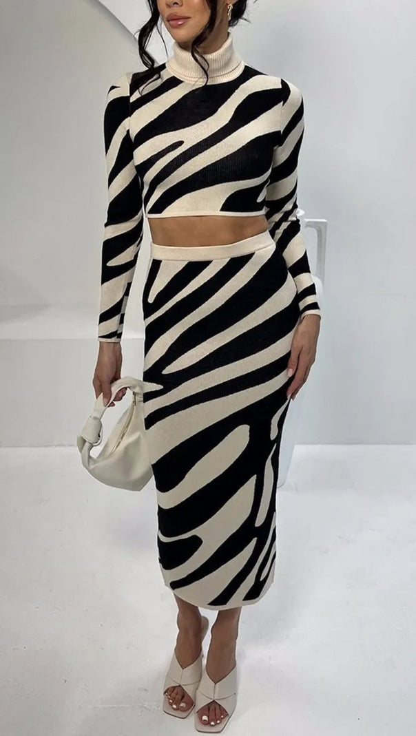 AIIZIE LENA ZEBRA PRINT KNIT SET - product image