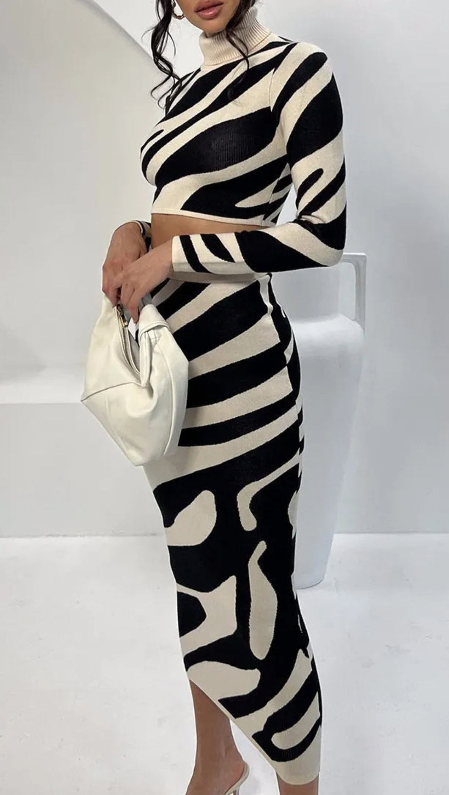 LENA ZEBRA PRINT KNIT SET