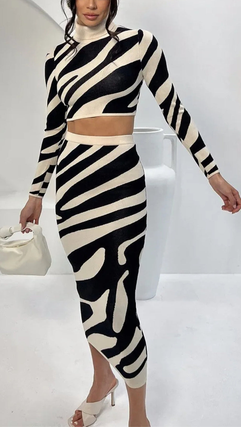 LENA ZEBRA PRINT KNIT SET