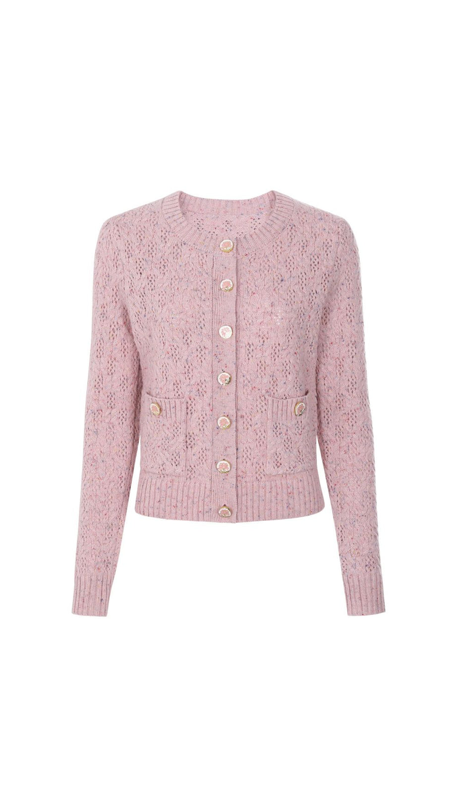 Juliet Chic Floral Knit Button Cardigan - Soft Pink & Versatile for Women