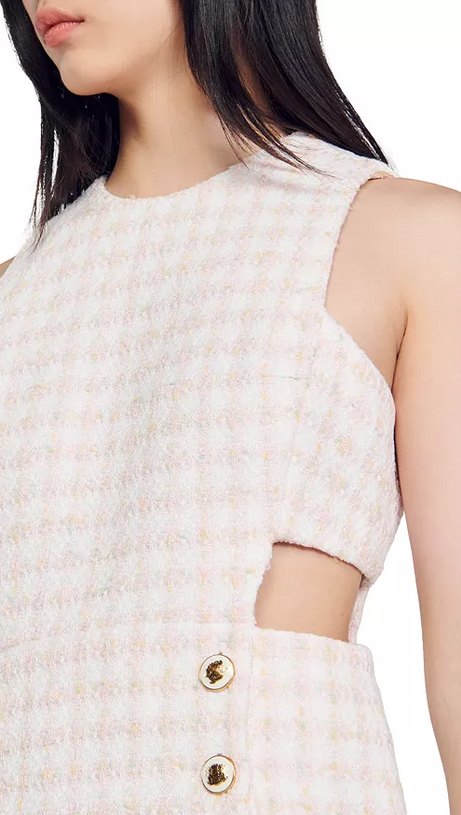 SLEEVELESS CUTOUT PINAFORE MINI DRESS IN LIGHT PINK