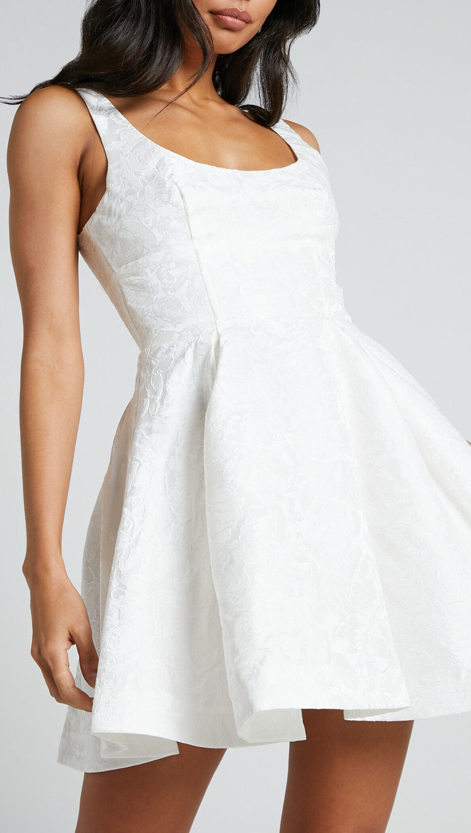 CORSET SCOOP NECK FIT AND FLARE DRESS