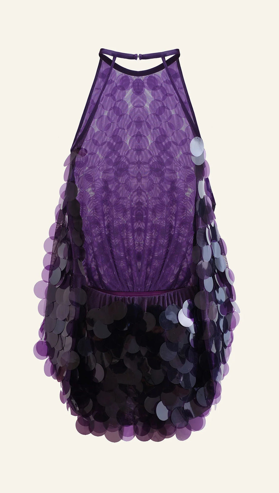 SHIRLEY SEQUIN HALTER BACKLESS MINI DRESS IN PURPLE