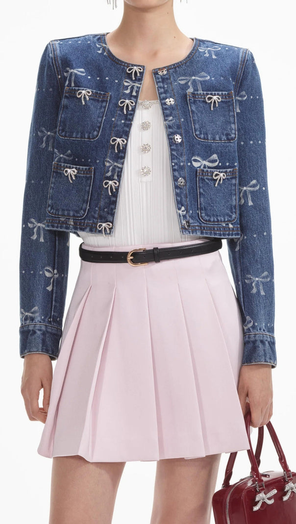 AIIZIE BOW PRINT DENIM JACKET - product image
