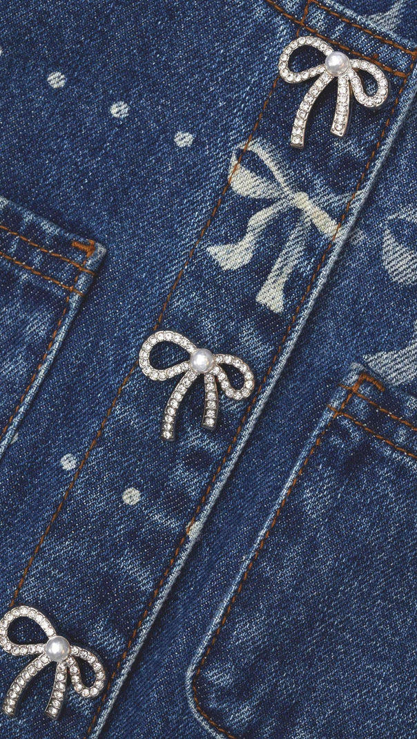 AIIZIE BOW PRINT DENIM JACKET - product image