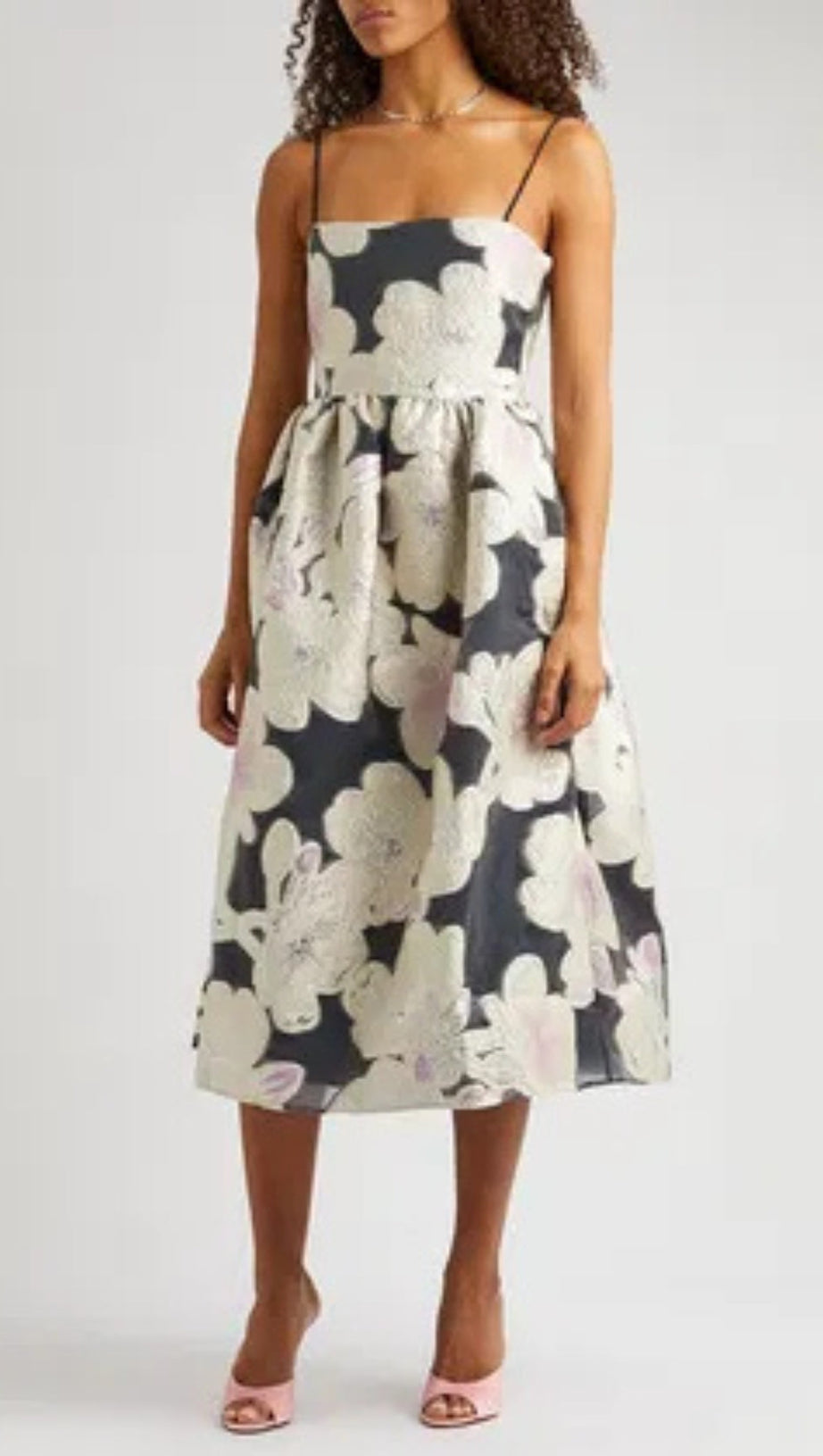 ANNY FLORAL-JACQUARD MIDI DRESS