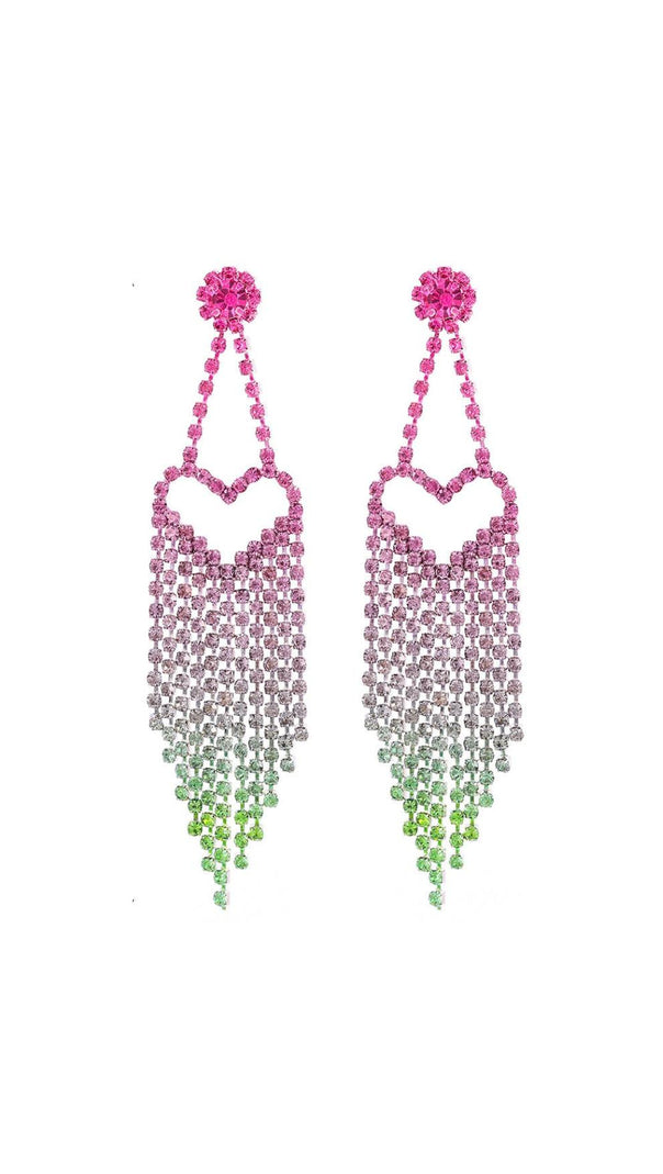 AIIZIE DEMETRA RHINESTONE HEART TASSEL EARRINGS - product image