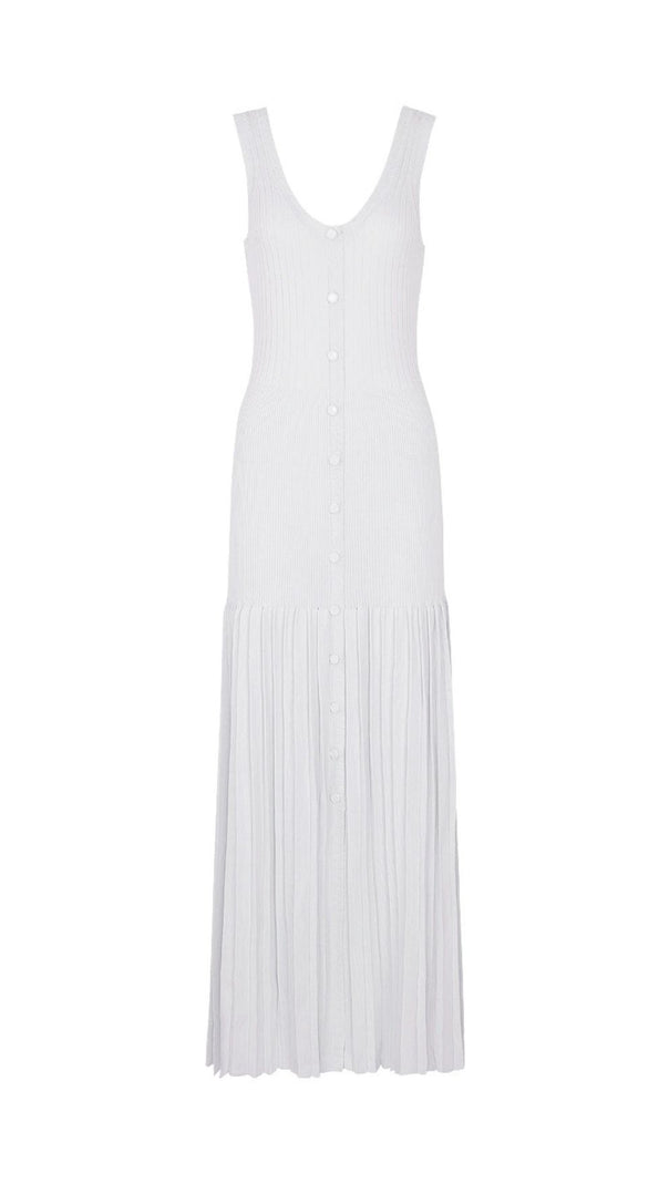 Jackie White Ribbed Knit Maxi Dress & Cardigan Set - Effortless 2-Piece Style
