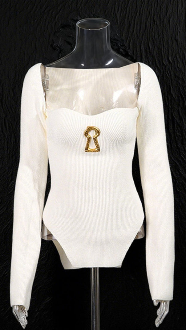 AIIZIE Evolia Enchant Keyhole Ribbed Knit Long Sleeve Top - product image