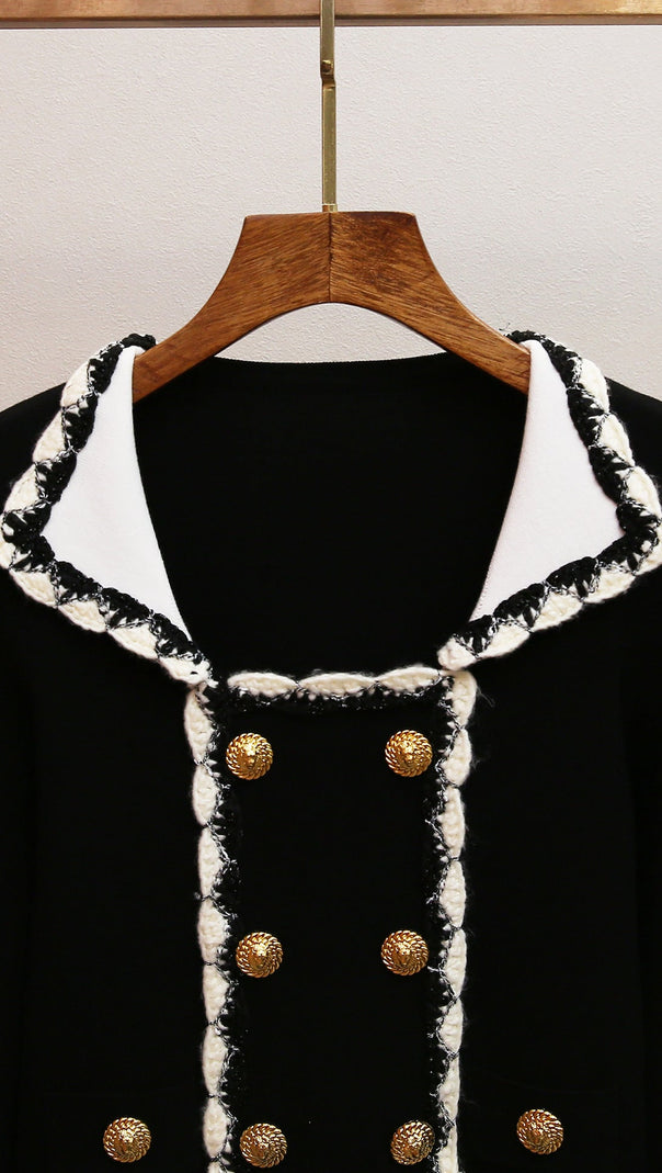 AIIZIE HARINI CHIC BLACK TWEED-TRIM KNIT JACKET - product image
