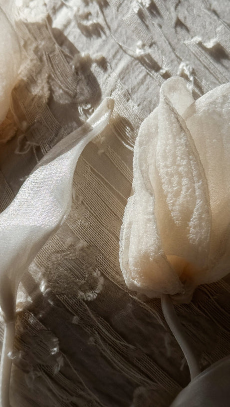 TRACY FLORAL APPLIQUE SLEEVELESS MIDI DRESS IN BEIGE