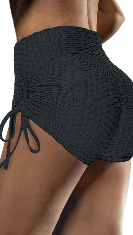 Graue Yoga-Shorts mit hohem Bund und Po-Lifting