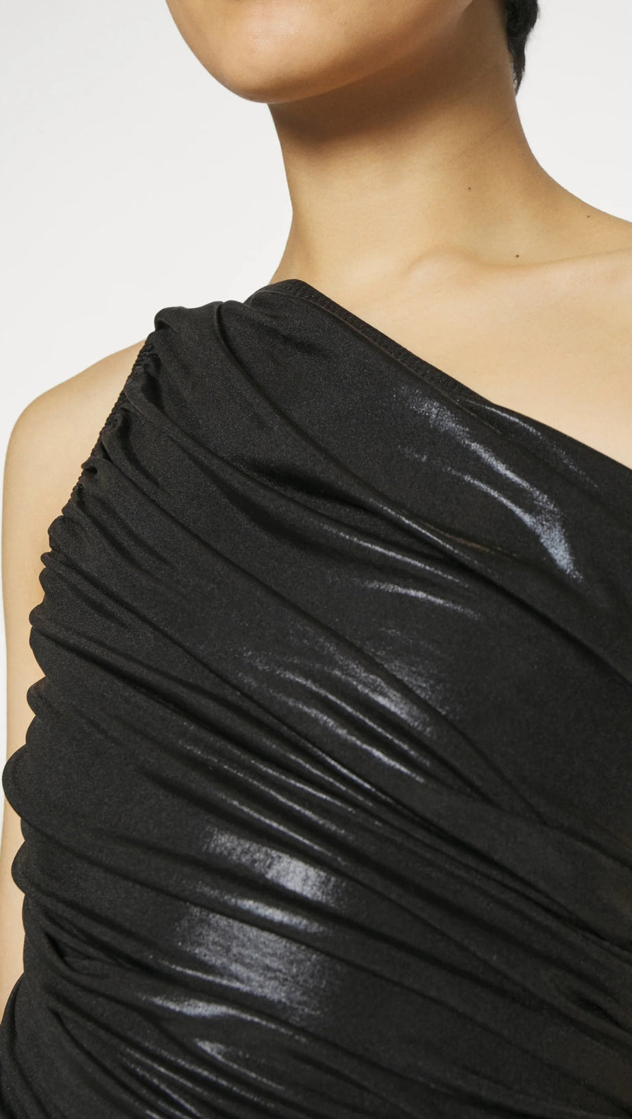 OFF-SHOULDER PLEATED DRESS