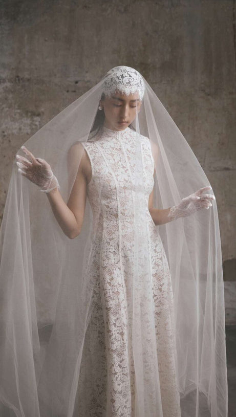 TINA EMBROIDERED LACE SLEEVELESS MAXI DRESS IN WHITE