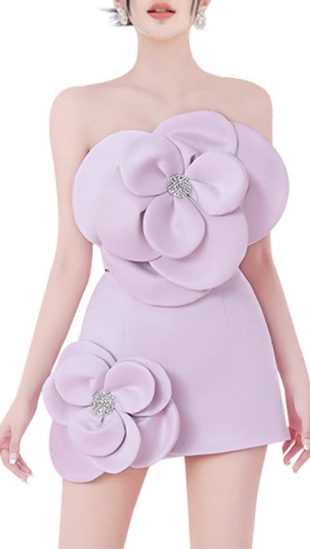 AIIZIE PURPLE ELEGANT FLOWER SUIT MINI DRESS - product image