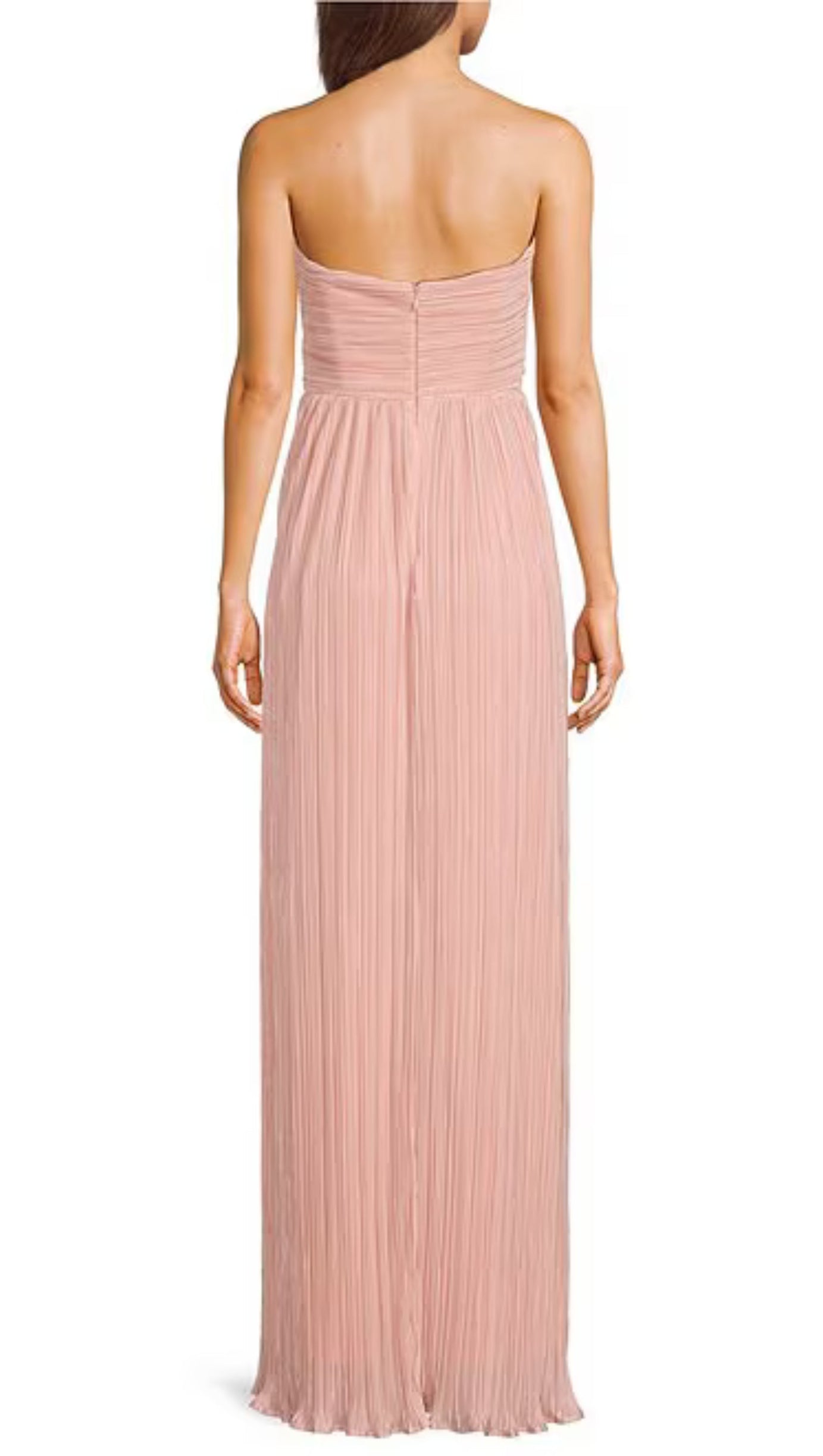 STRAPLESS PLEATED MAXI DRESS IN PINK