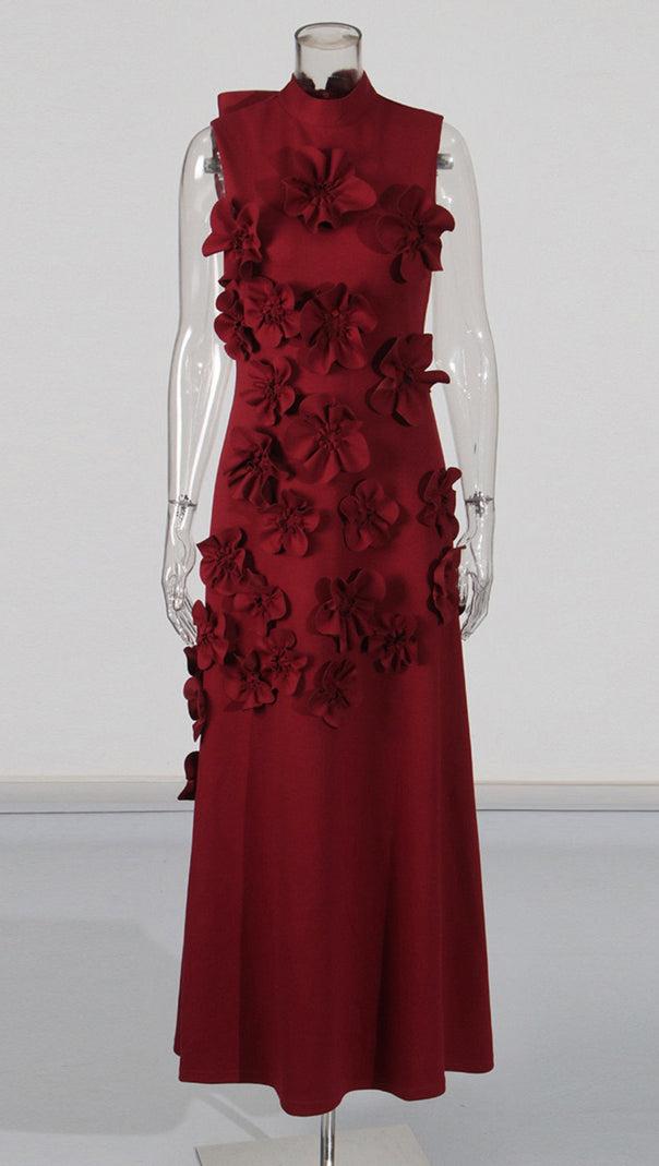 Annona Purple Flower Embellished Maxi Dress