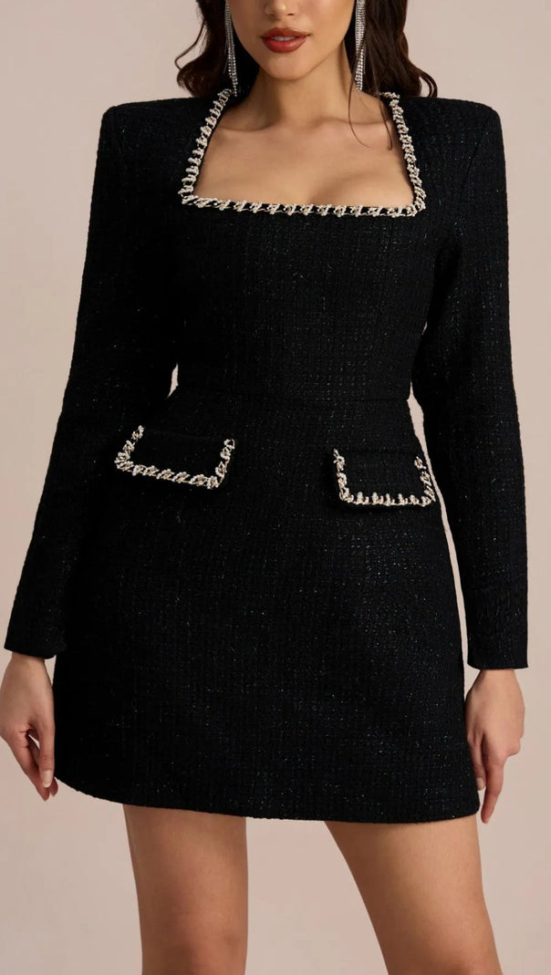 AIIZIE CAMILLA SQUARE NECK TWEED MINI DRESS - product image
