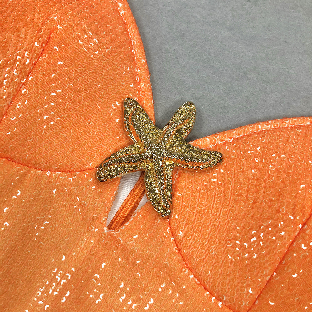AIIZIE GRADIENT COLOR STARFISH SEQUIN MIDI DRESS - product image